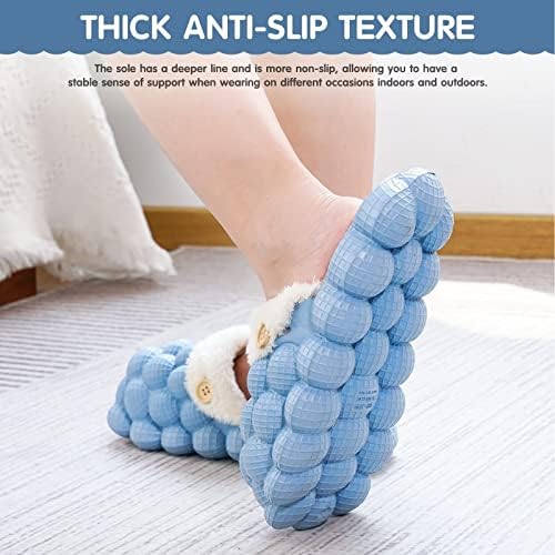 יומוקו Bubble Slippers Slides for Women Men, Fuzzy Plush Lined House Slippers,  Funny Lychee Non-Slip Slippers for Indoor Outdoor